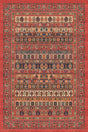 Alfombra 'Heritage' sobre fondo blanco, resaltando sus patrones intrincados y la vibrante combinación de colores rojos y naranjas. Ideal para quienes buscan añadir un toque de elegancia clásica y calidez a cualquier espacio del hogar.