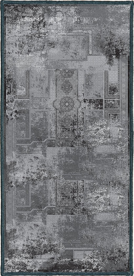 Alfombra vintage 'Viola' sobre un fondo blanco, destacando su diseño detallado y sus tonos sofisticados que añaden un toque de elegancia clásica a cualquier espacio.